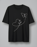 Butterfly Line Art Oversized Women’s T-Shirt | Black Oversized T-Shirt