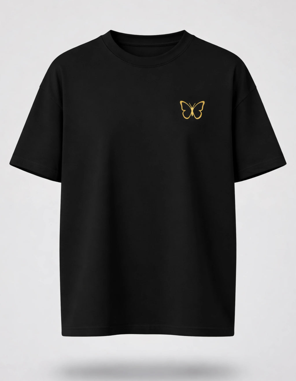 Golden Butterfly Minimal Oversized Women’s T-Shirt | Black Oversized T-Shirt