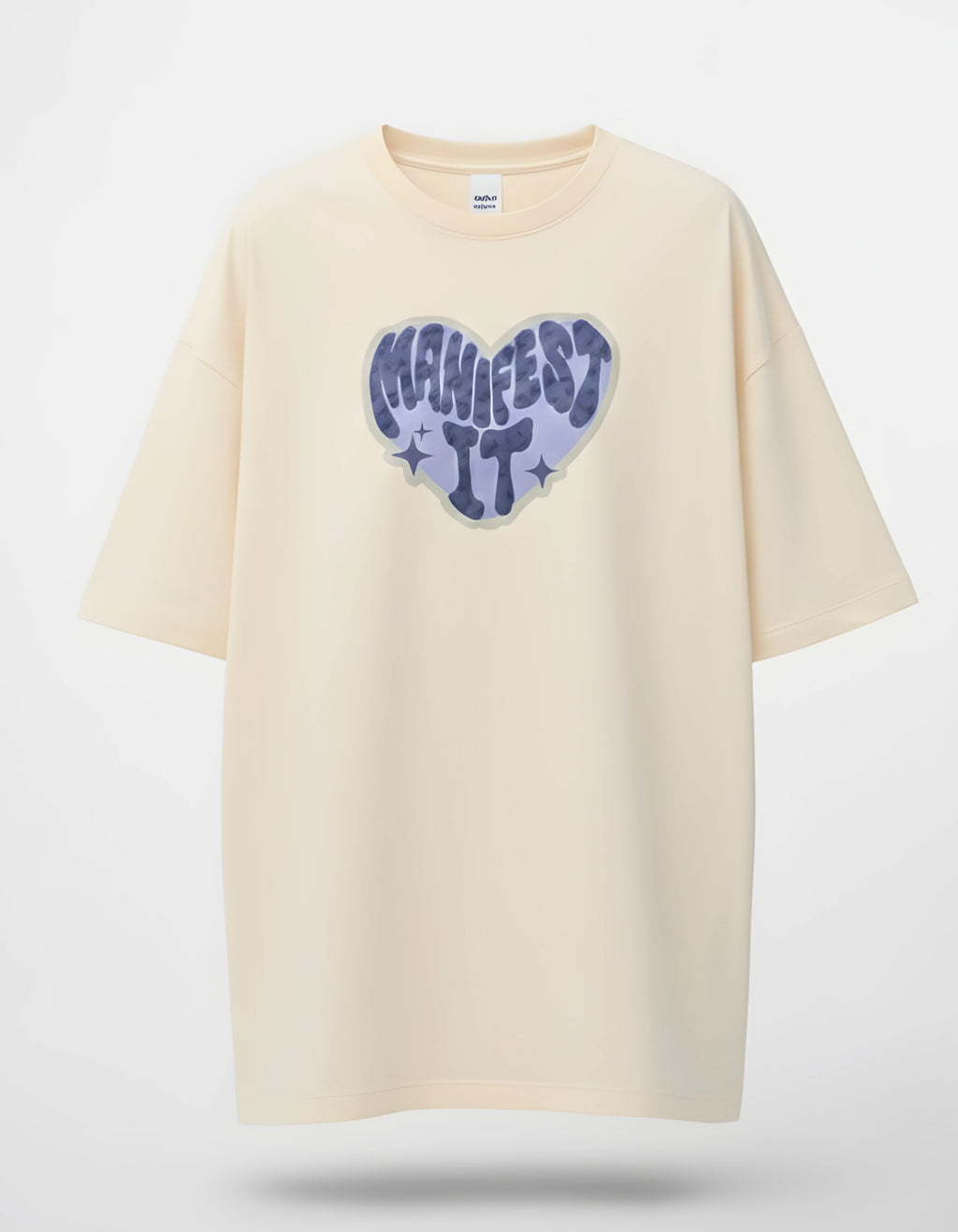 Manifest It Heart Graphic Oversized Women’s T-Shirt | Off White Oversized T-Shirt