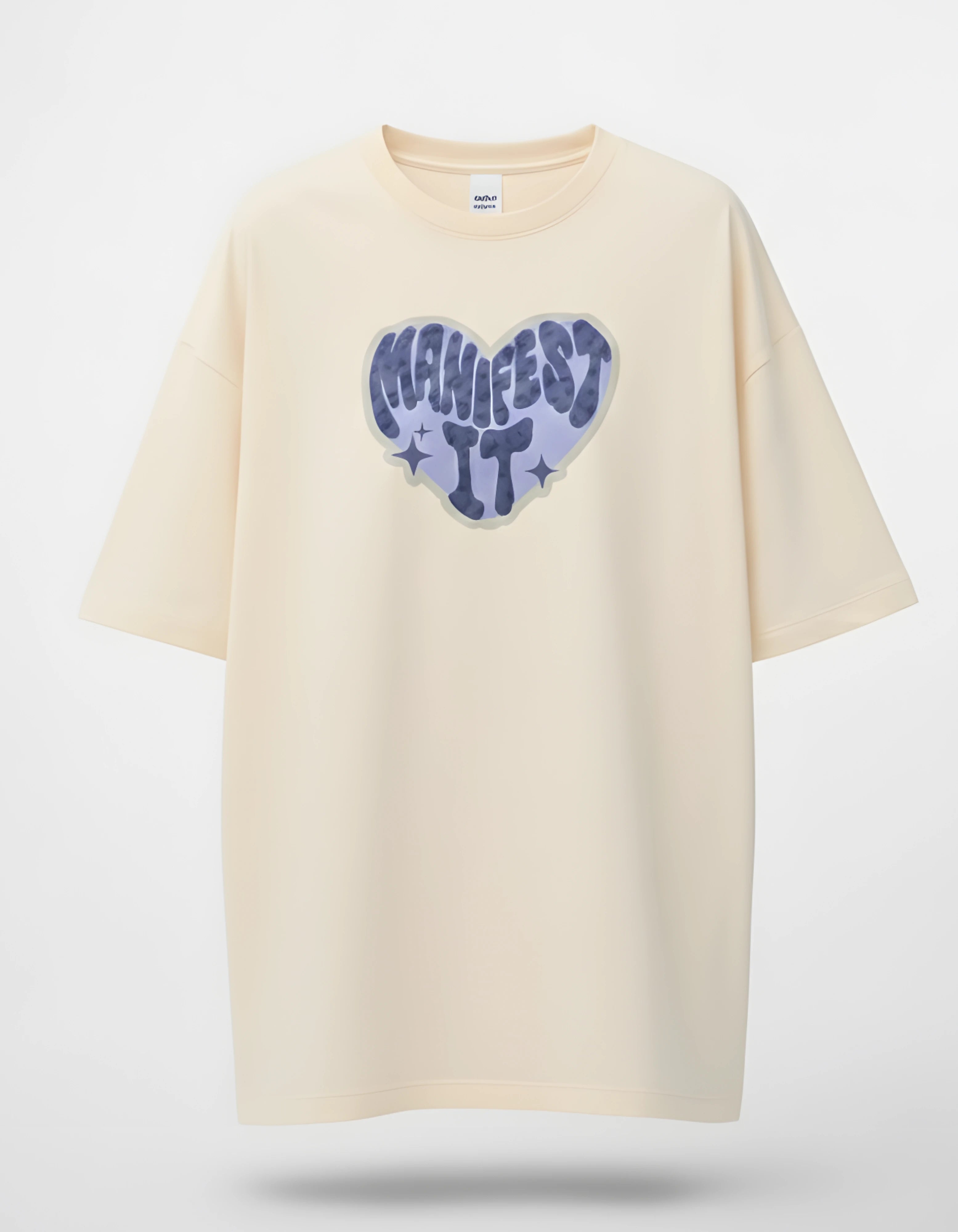 Manifest It Heart Graphic Oversized Women’s T-Shirt | Off White Oversized T-Shirt