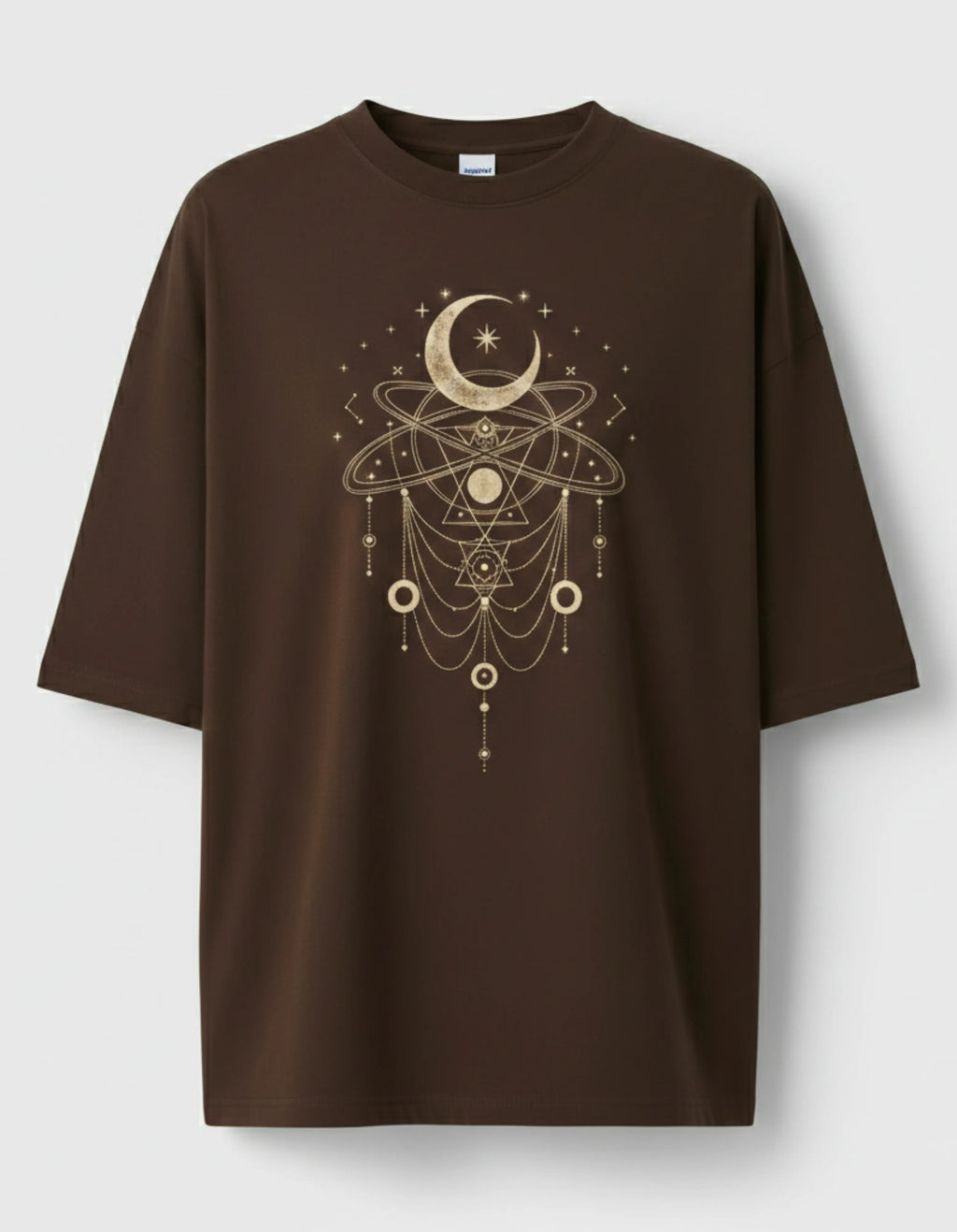 Celestial Moon Graphic Oversized Women’s T-Shirt | Brown Oversized T-Shirt