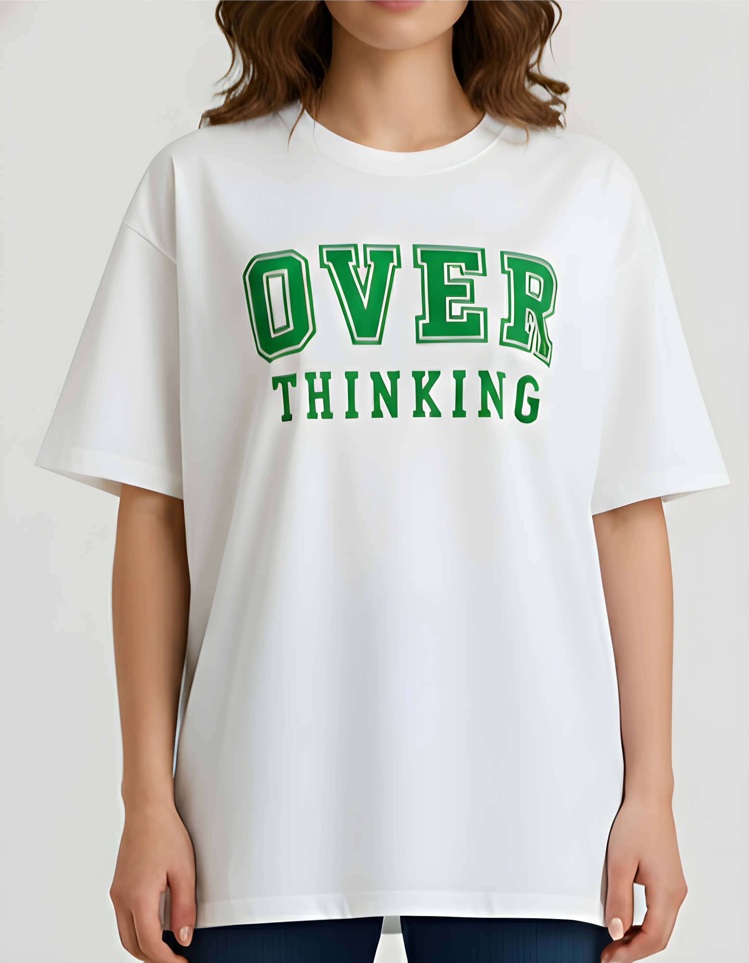 Over Thinking Graphic Oversized Women’s T-Shirt | Off White Oversized T-Shirt