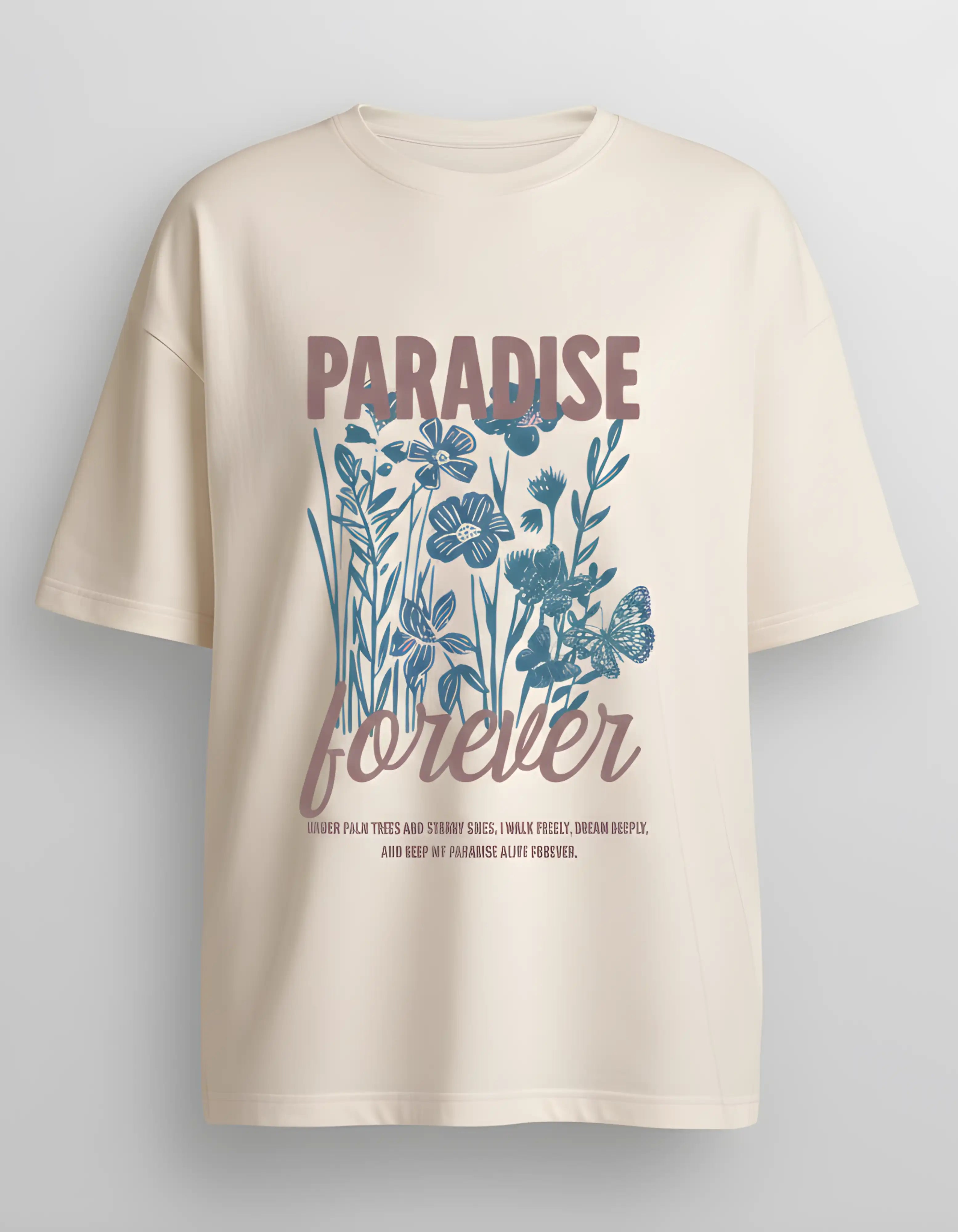 Paradise Forever Graphic Oversized Women’s T-Shirt | Off White Oversized T-Shirt