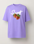 Sweet Strawberry Graphic Oversized Women’s T-Shirt | Lavender Oversized T-Shirt