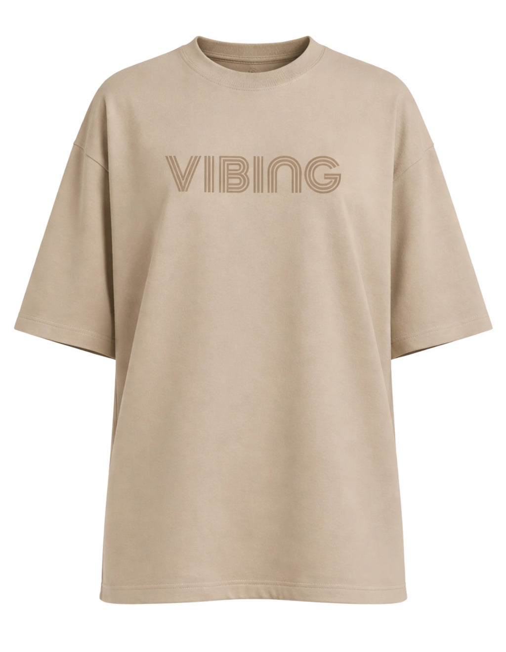 Vibing Minimal Text Oversized Women’s T-Shirt | Cream Oversized T-Shirt