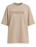 Vibing Minimal Text Oversized Women’s T-Shirt | Cream Oversized T-Shirt